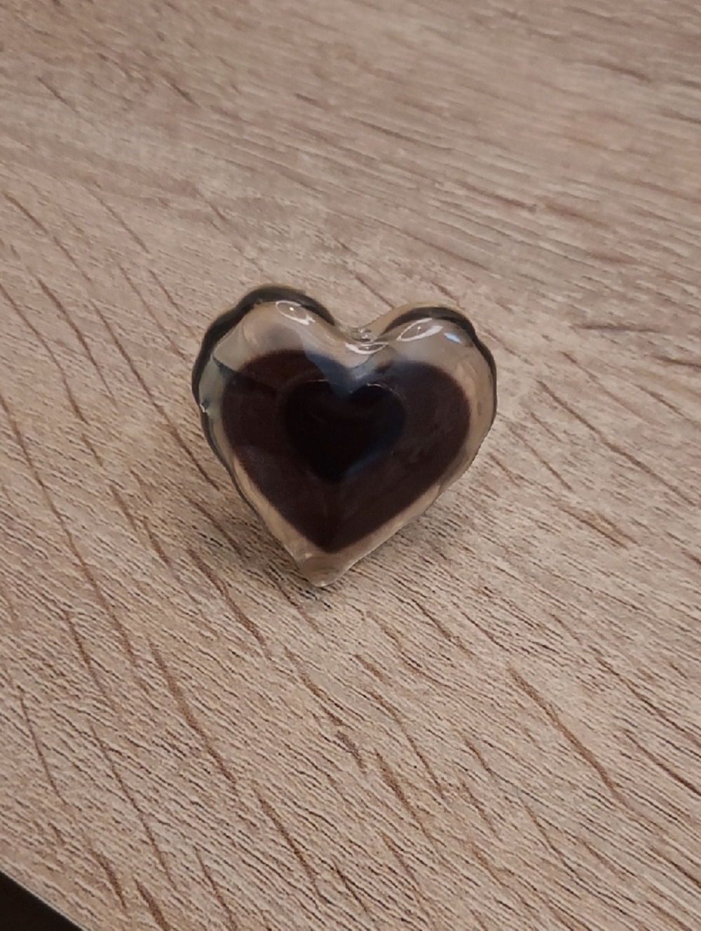 Boho Style Acrylic Heart Ring in Brown and Clear